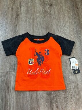 U.S. Polo Assn. Orange Tee with Black Raglan Sleeves